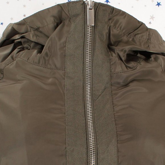 Hooded Zip Up Windbreaker Utility Jacket Olive - Picture 4 of 8